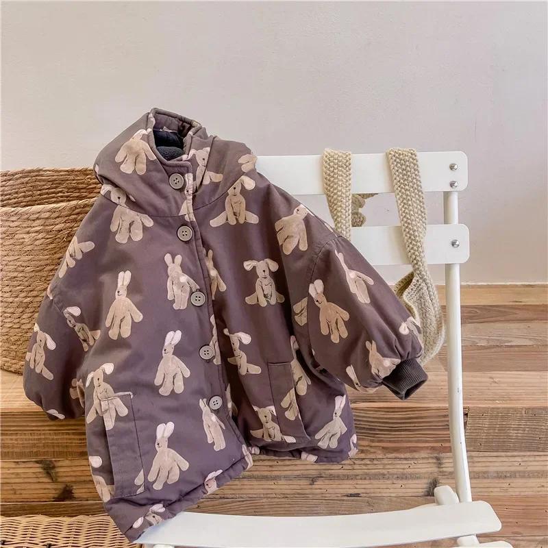 Manteau à capuche rembourré pour enfants de 1 à 7 ans, vêtements coréens pour bébé, veste d'hiver ch