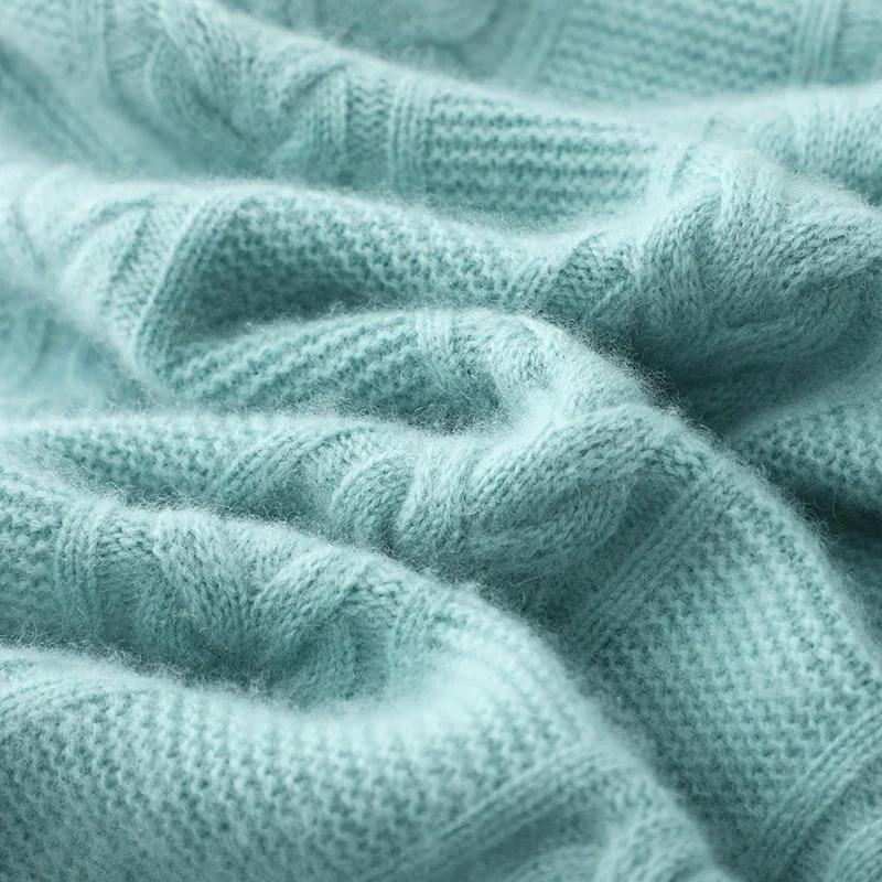 Pull en laine mérinos pour homme, col rond, épais, doux, chaud, décontracté, couleur unie, tricoté,