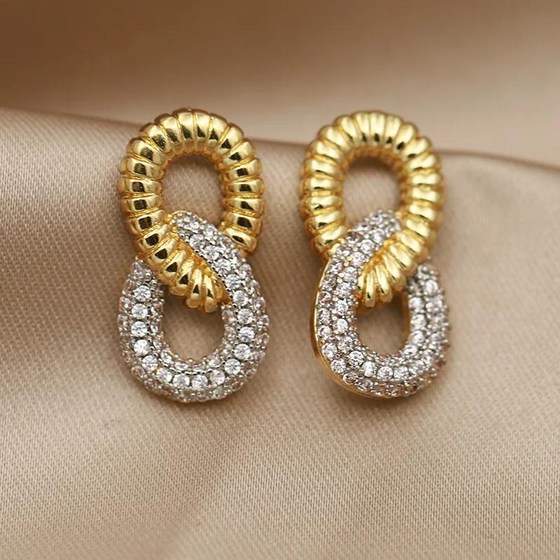 Boucles d'oreilles en perles de cristal pour femmes, nouveau Design de vue, marque de mode, bijoux e