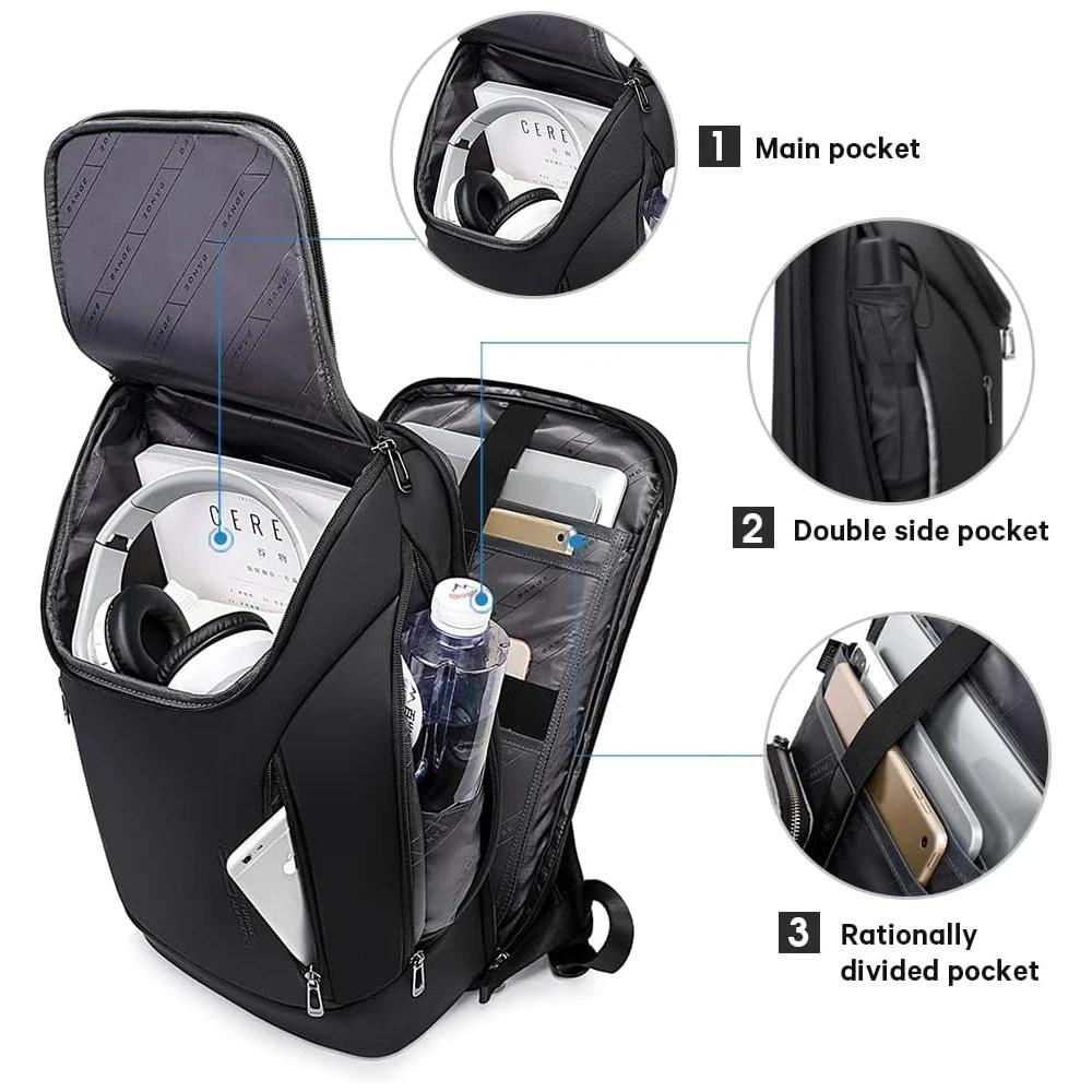 BANGE affaires sacs à dos ordinateur portable 15.6 pouces multifonctionnel étanche grande capacité t