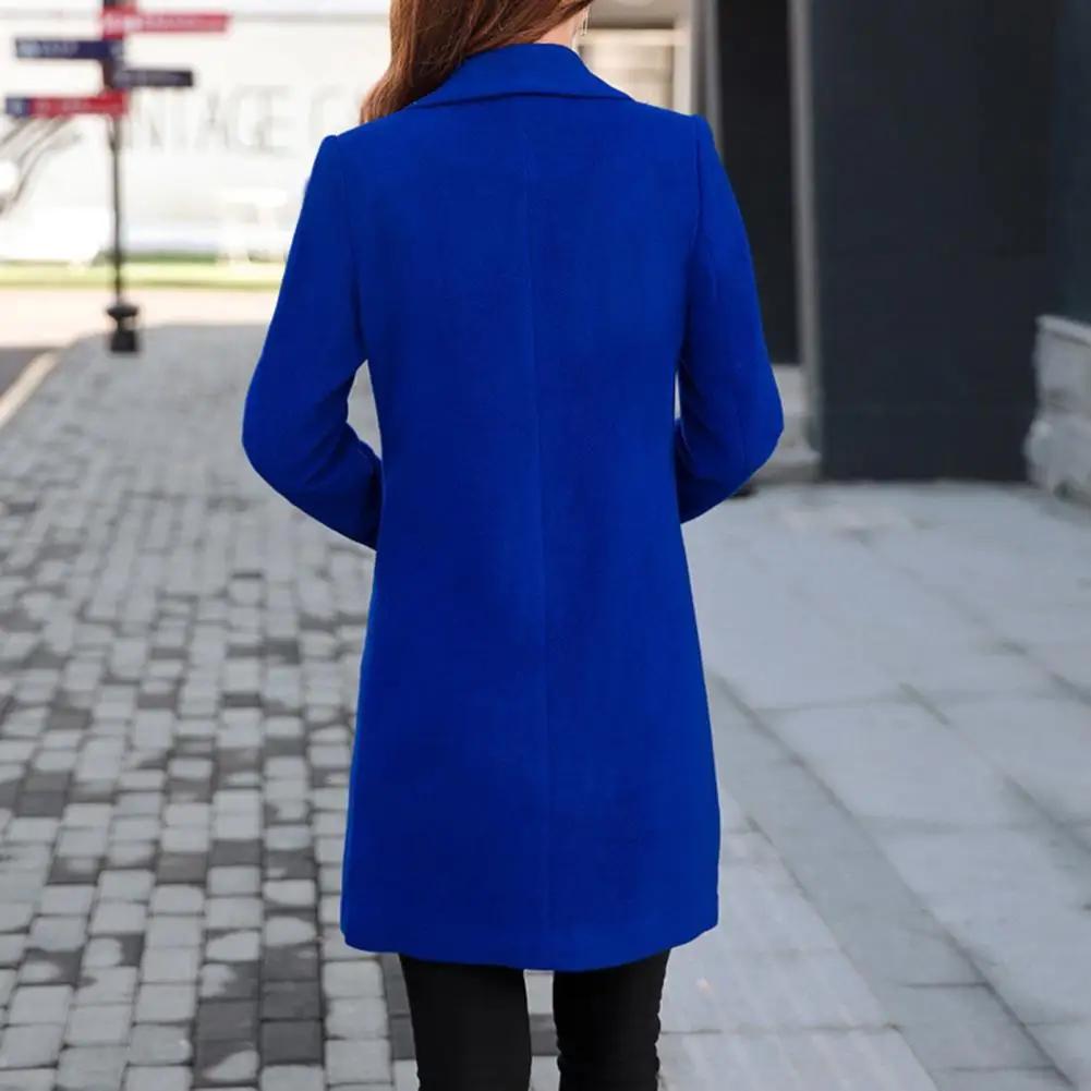 Manteau d'hiver femmes poches épaisses pardessus col cranté manteau d'automne