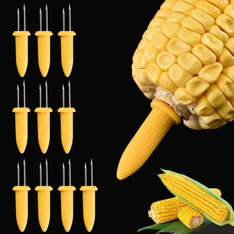Fourchette à maïs pour Barbecue, 10 pièces, supports de maïs en acier inoxydable, Anti-brûlure, aigu