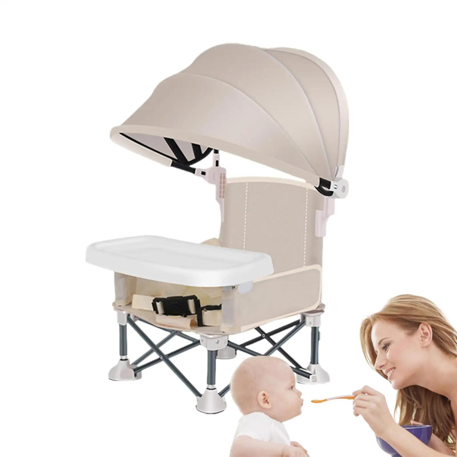 Chaise d'alimentation pliable pour bébé, rehausseur d'alimentation avec pare-soleil et plateau amovi