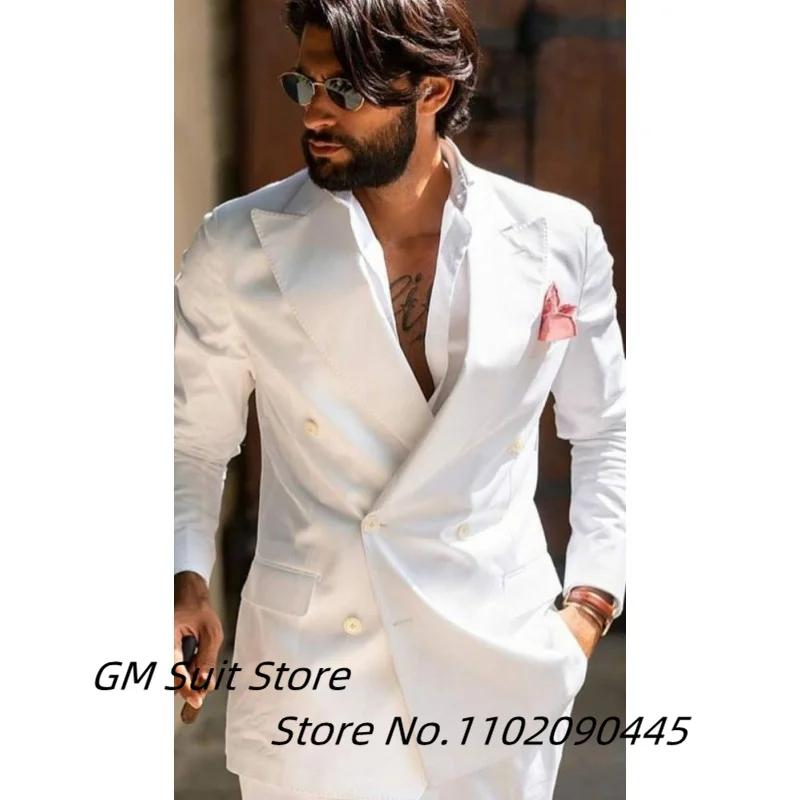 Costume deux pièces pour hommes, couleur unie, Double boutonnage, revers à pointes, coupe cintrée, p