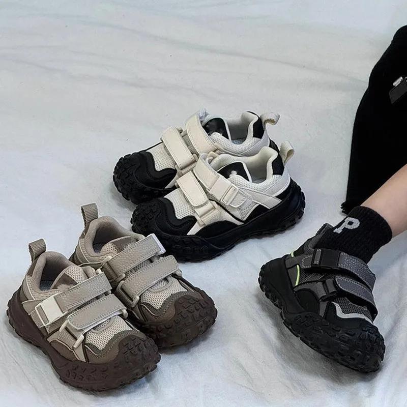 Baskets Chunky pour Enfants 2026 Nouvelles Chaussures d'Hiver en Coton à Velcro avec Semelle Crantée