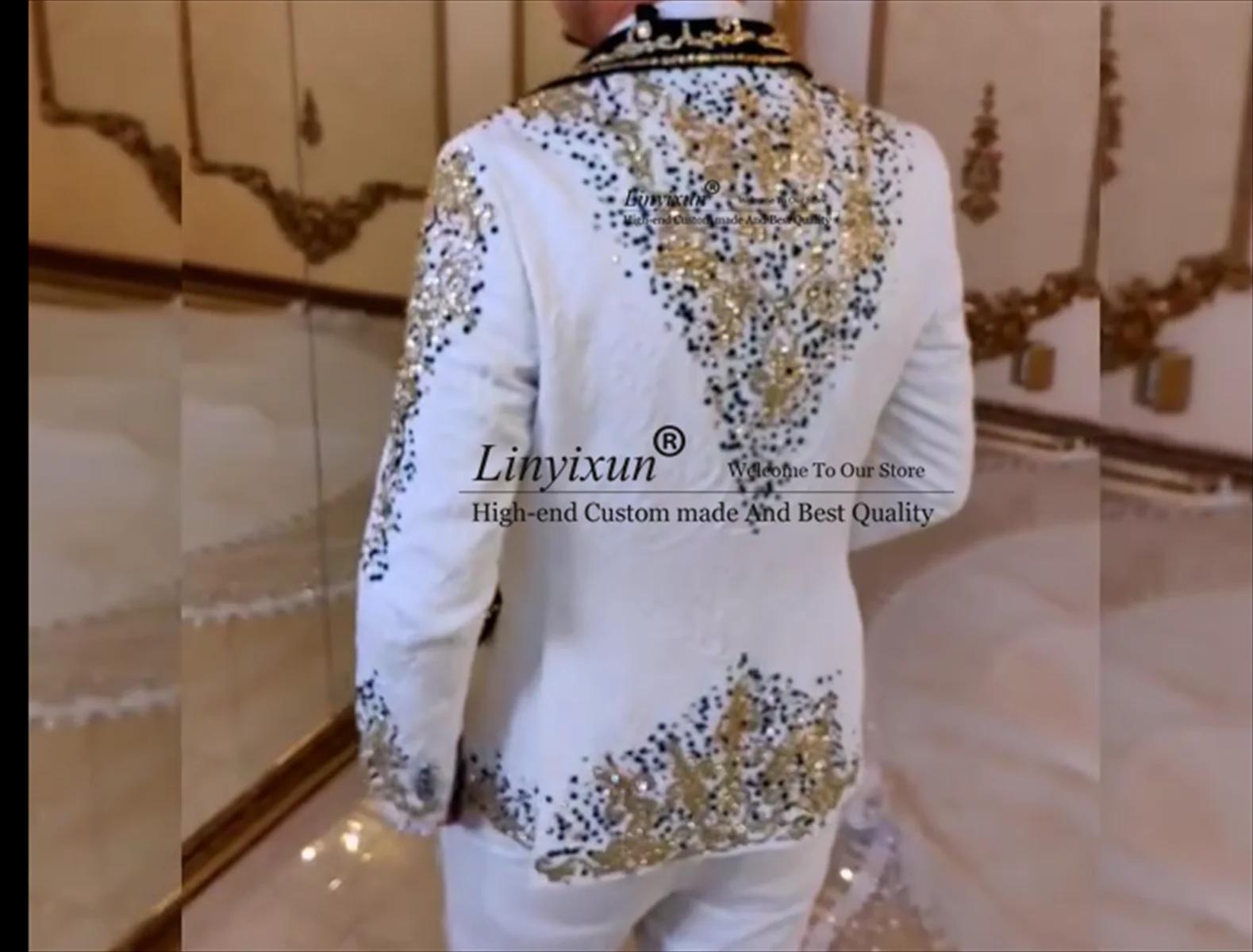Costumes de luxe ornés de diamants pour hommes, blazers de Rhpersonnalisés, smokings de mariage, sty