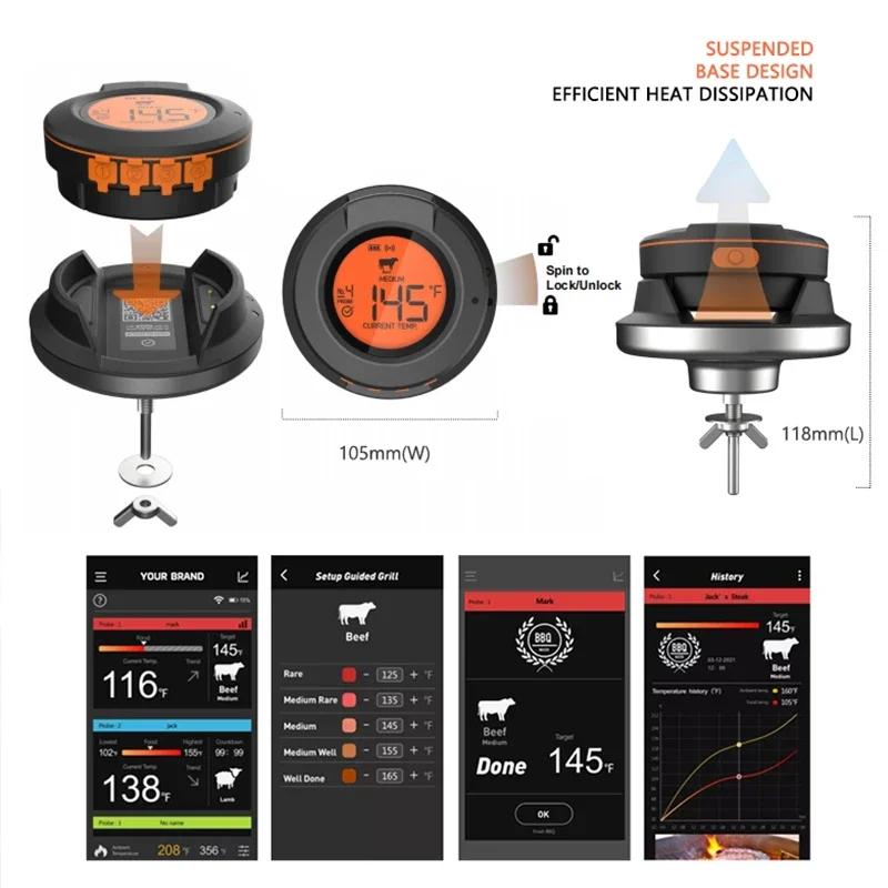 Thermomètre Bluetooth capteur numérique pour four haut 500 degrés gril Barbecue viande viande BBQ cu