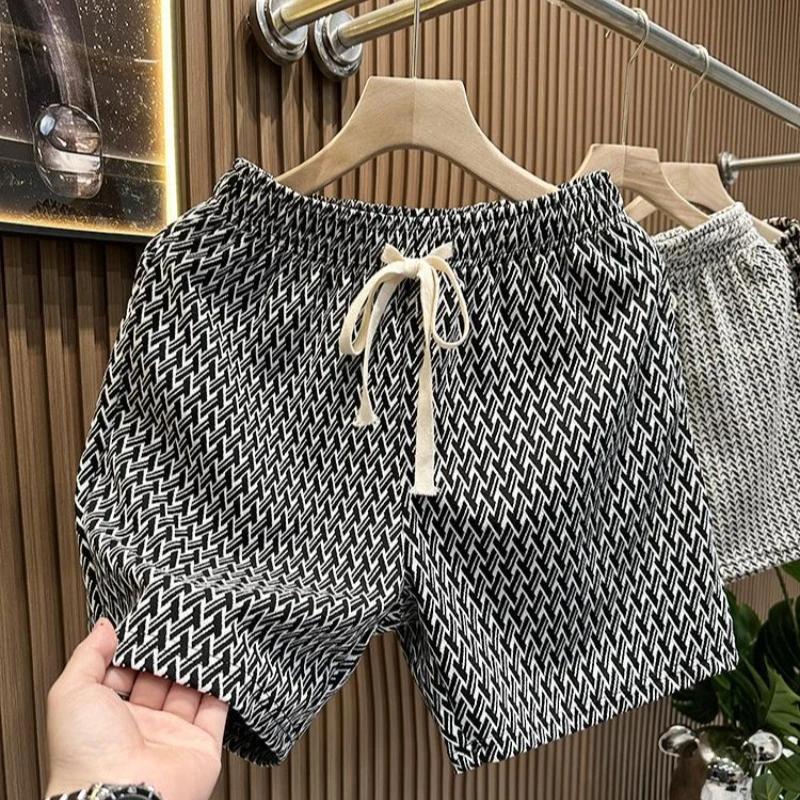 Vêtements pour hommes imprimé short à carreaux été élégant jambe droite pantalon de plage décontract