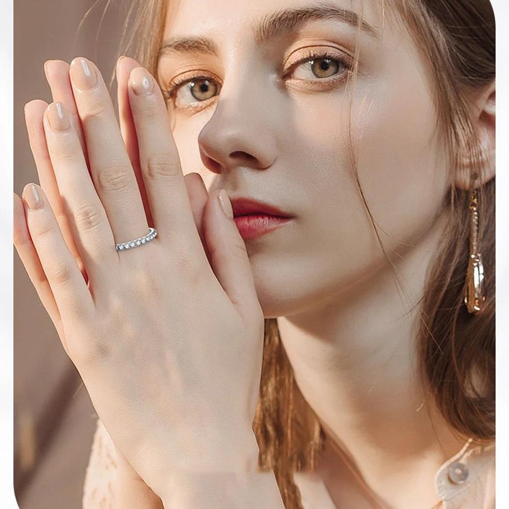 KNOBSPIN-Bague Moissanite en Argent Sterling 925 et Or Blanc Massif 18k, Alliance d'Éternité, Fiança