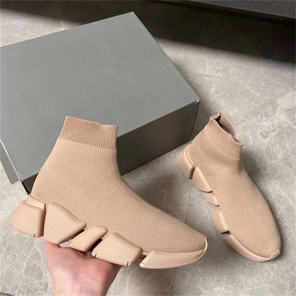 Chaud noir haut femmes chaussettes chaussures baskets respirant Couples chaussures de sport décontra