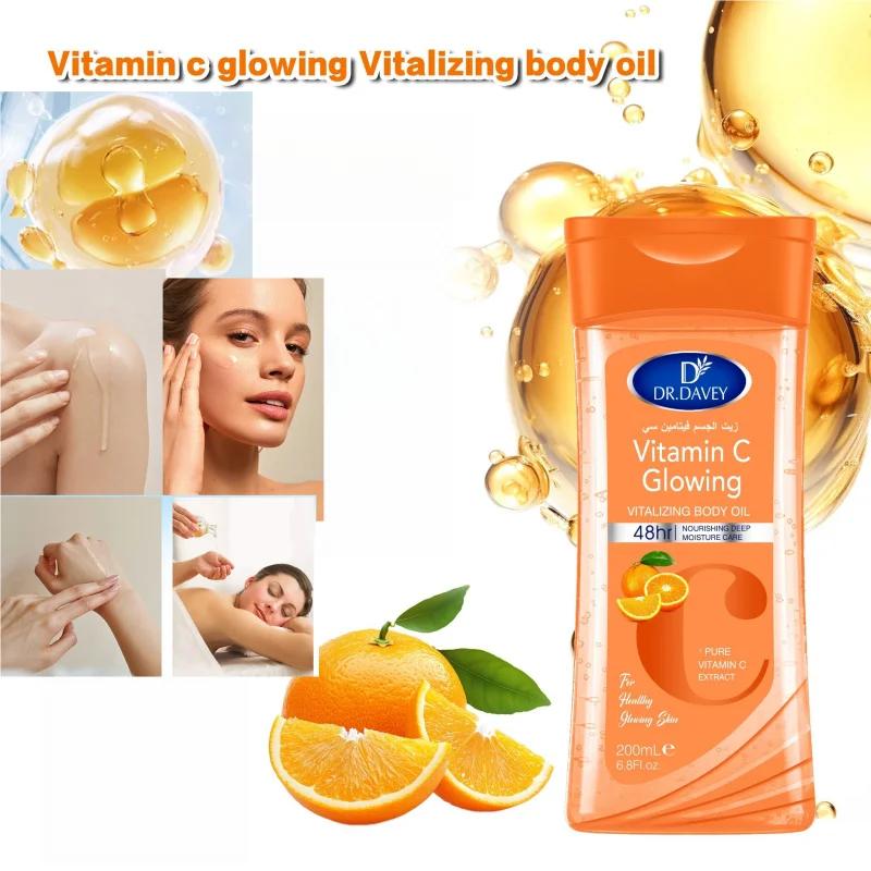 2PCS 200ml DR.DAVEY VITAMINE C Huile corporelle pour le soin de la peau, hydratante et nourrissante,