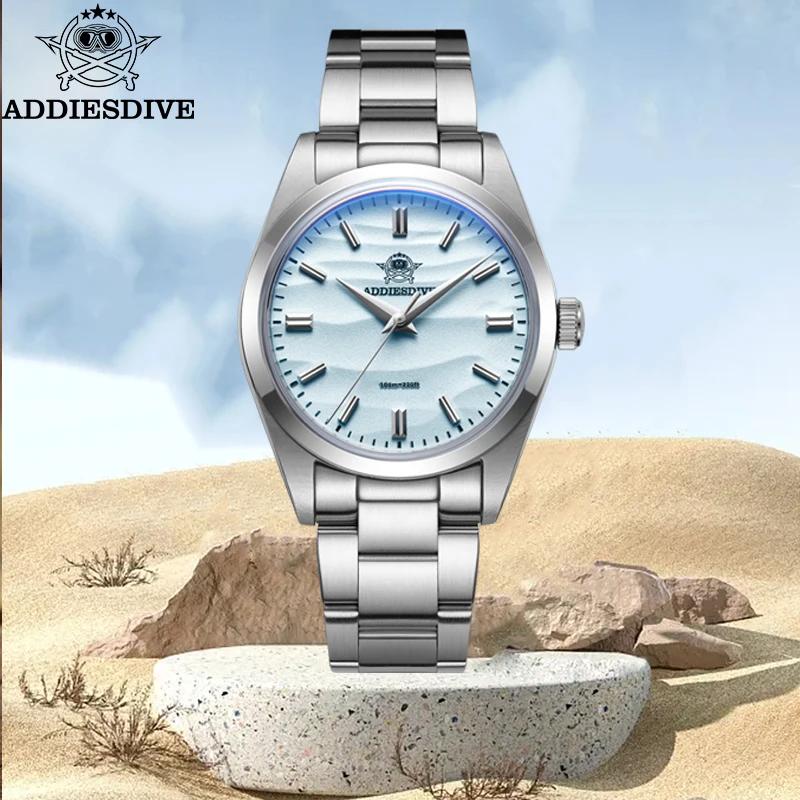 ADDIESDIVE-Montre à quartz étanche pour homme, acier inoxydable, revêtement AR, verre breton, montre