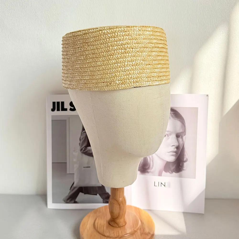 Chapeau Pillbox en Paille 100% Naturelle, Style Rétro Hôtesse de l'Air, Béret d'Été pour Femme, Chap