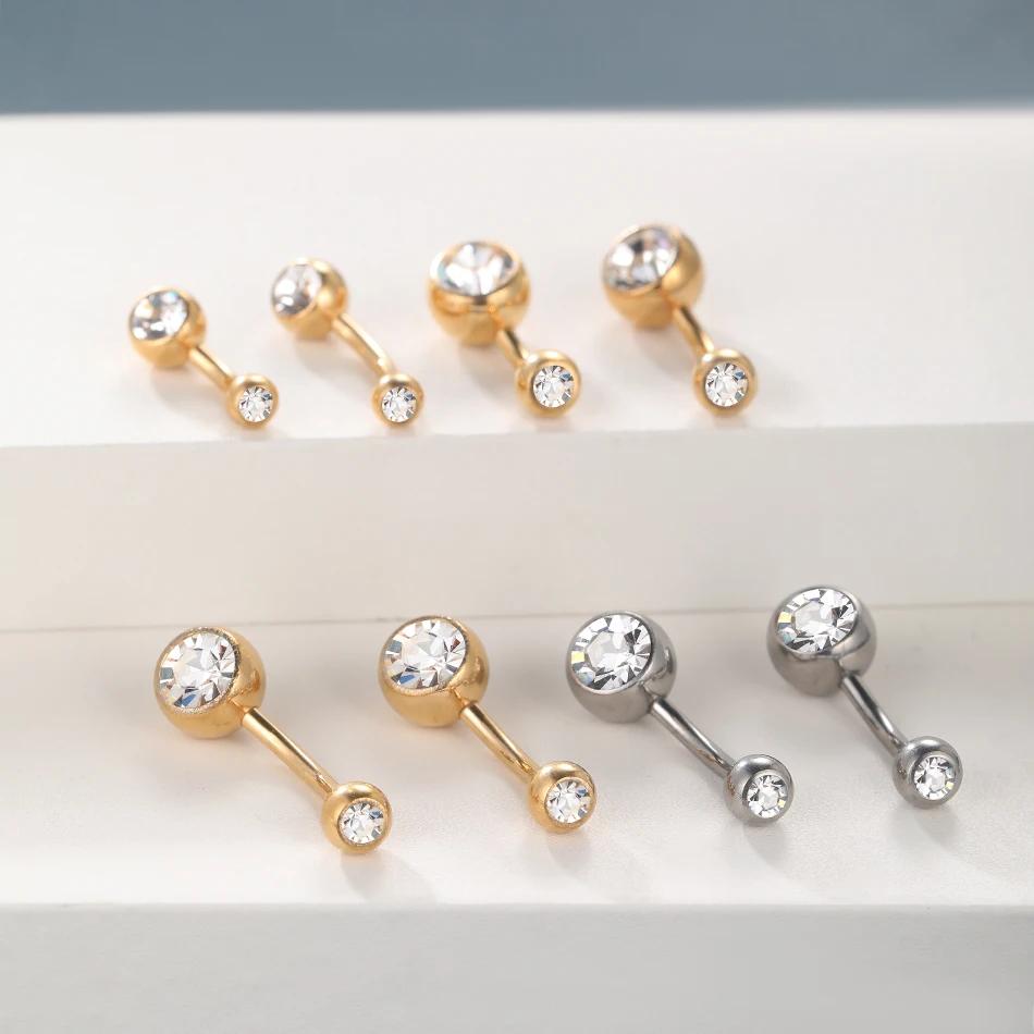 10 pièces/lot G23 titane nombril anneaux cristal nombril haltère anneaux ventre Piercing bijoux pour