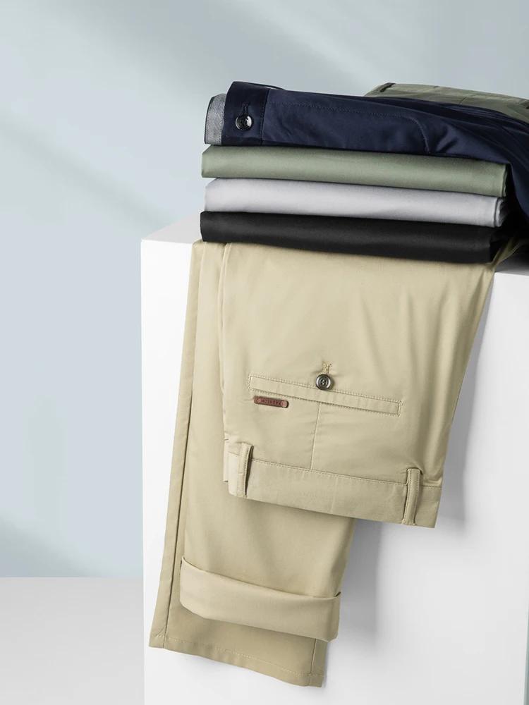 Printemps été nouveaux hommes pantalons décontractés mince mûrier soie doux affaires pantalon décont