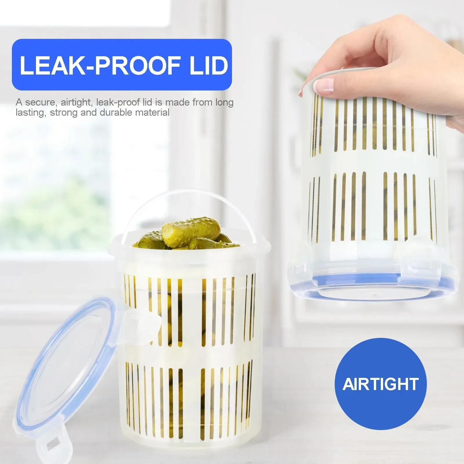Pot de cornichons avec filtre, récipient de stockage des aliments, support de cornichons, seau de co