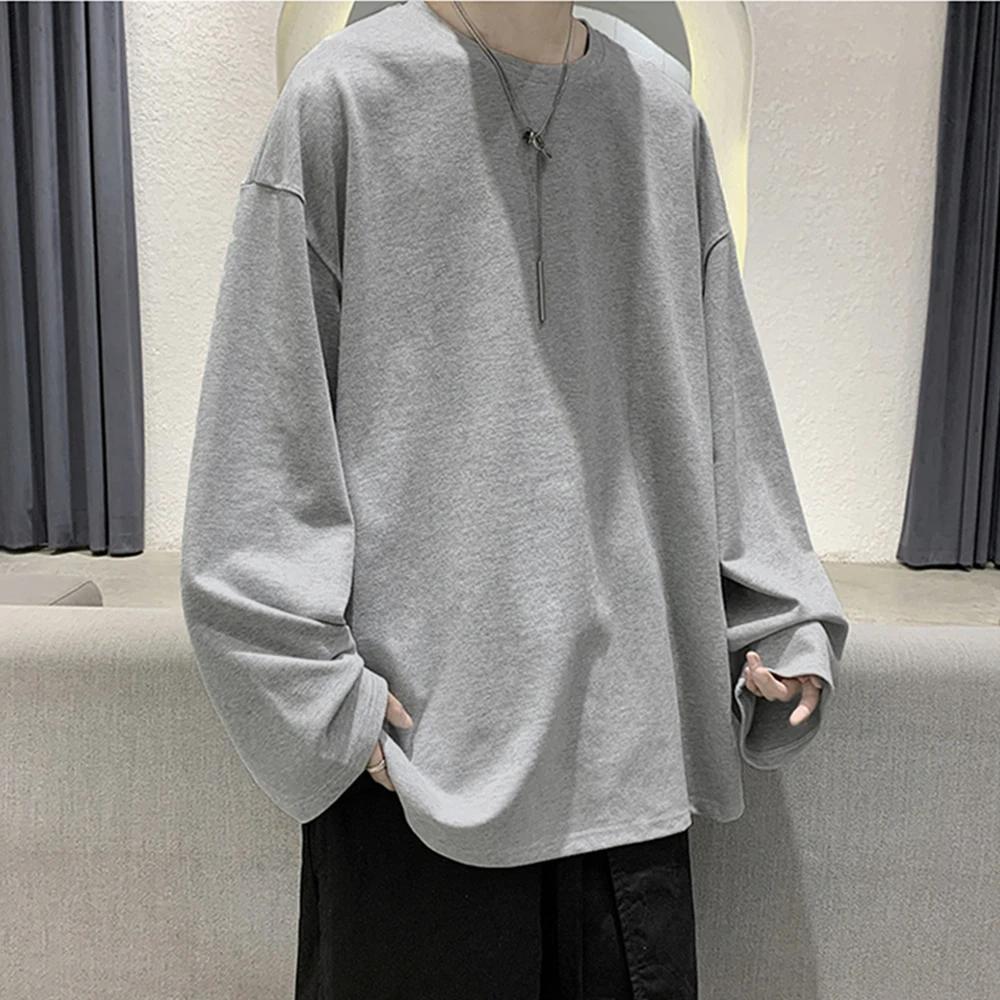 Coton surdimensionné hommes femmes T-shirt homme manches longues couleur Pure hommes T-shirts pour h