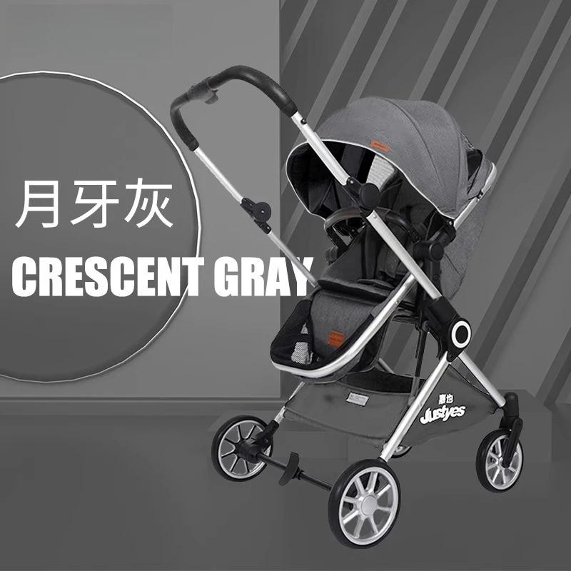 Poussette bébé bidirectionnelle à vue élevée, peut s'asseoir ou s'allonger, pliable et légère pour l