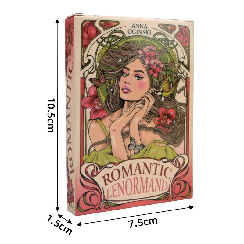 Cartes Oracle Lenormand romantiques, 10.2x7.2cm, Vision anglaise, Motifs floraux, 37 pièces, 4x2.8 p