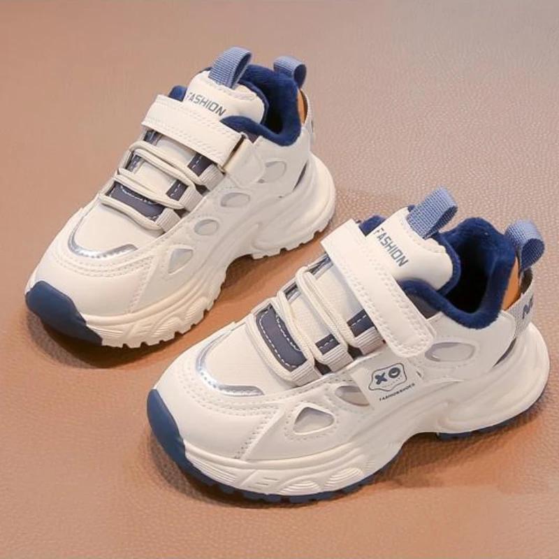 Baskets d'hiver pour enfants, chaussures de sport chaudes doublées de polaire, antidérapantes, semel
