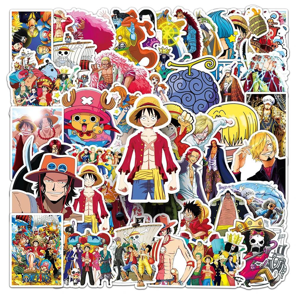 50 pièces une pièce Luffy autocollants Anime décalcomanies jouets bricolage cahier moto Skateboard t