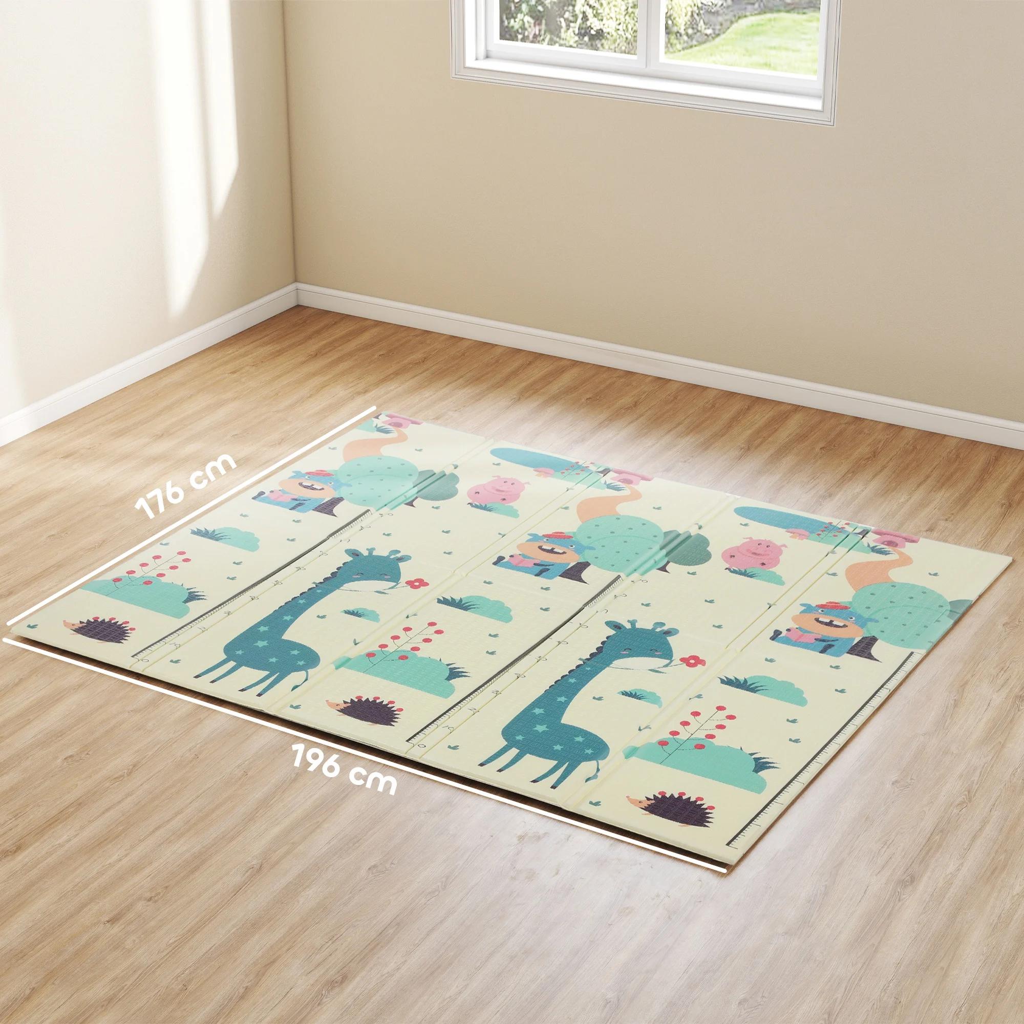 Tapis pour bébé Aiyaplay réversible et pliable, rembourré, 196X176X1.5 cm, double face, imperméable,