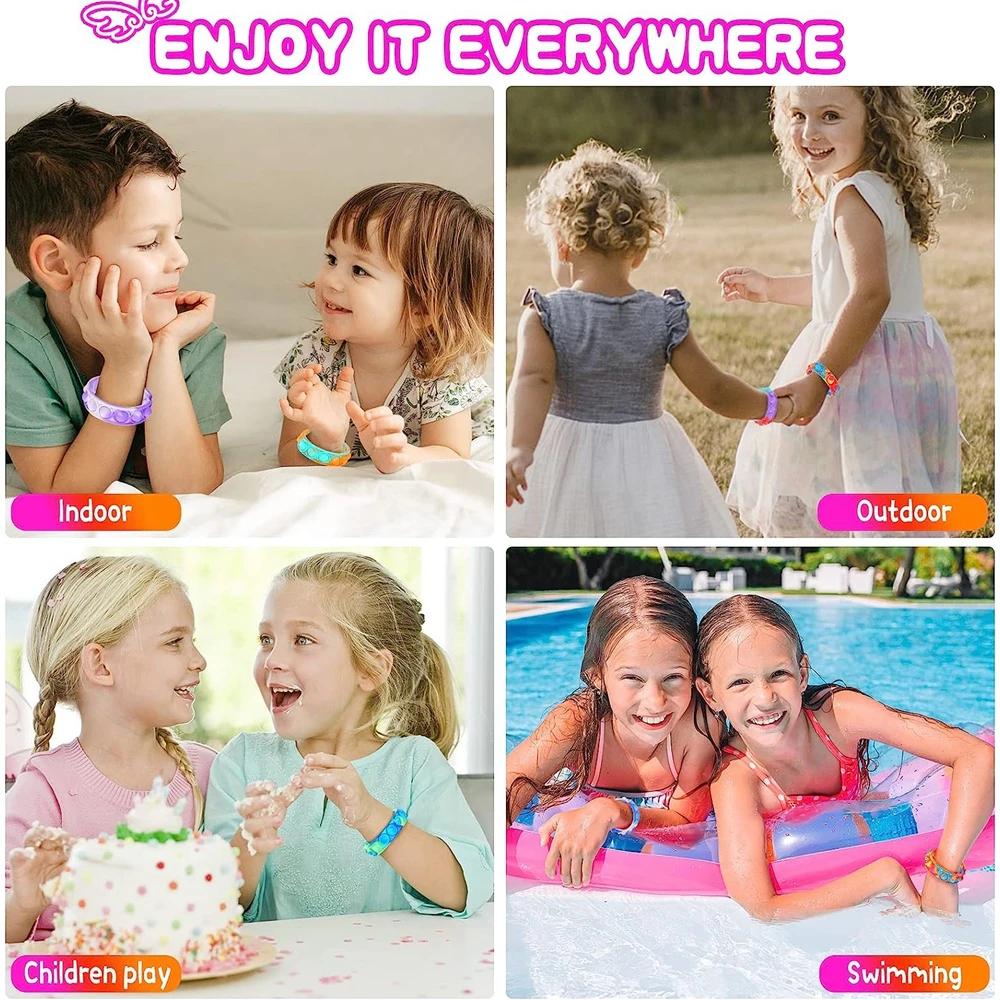 12 pièces Fidget Toys Pop Bracelet cadeaux de fête Bracelets à bulles Push Poping sensoriel anti-Str
