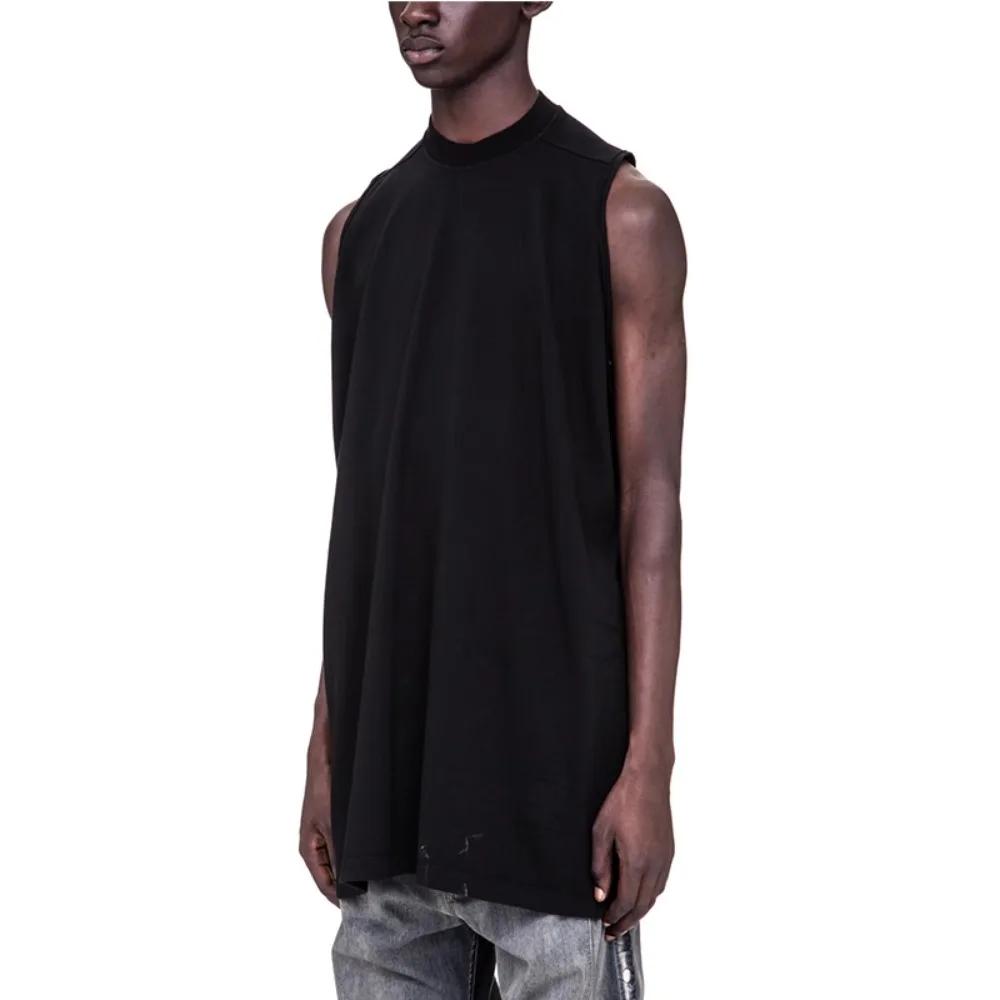 Dark RICK RO Style coton haute rue hommes couleur unie petit col épaules dénudées grand en forme de