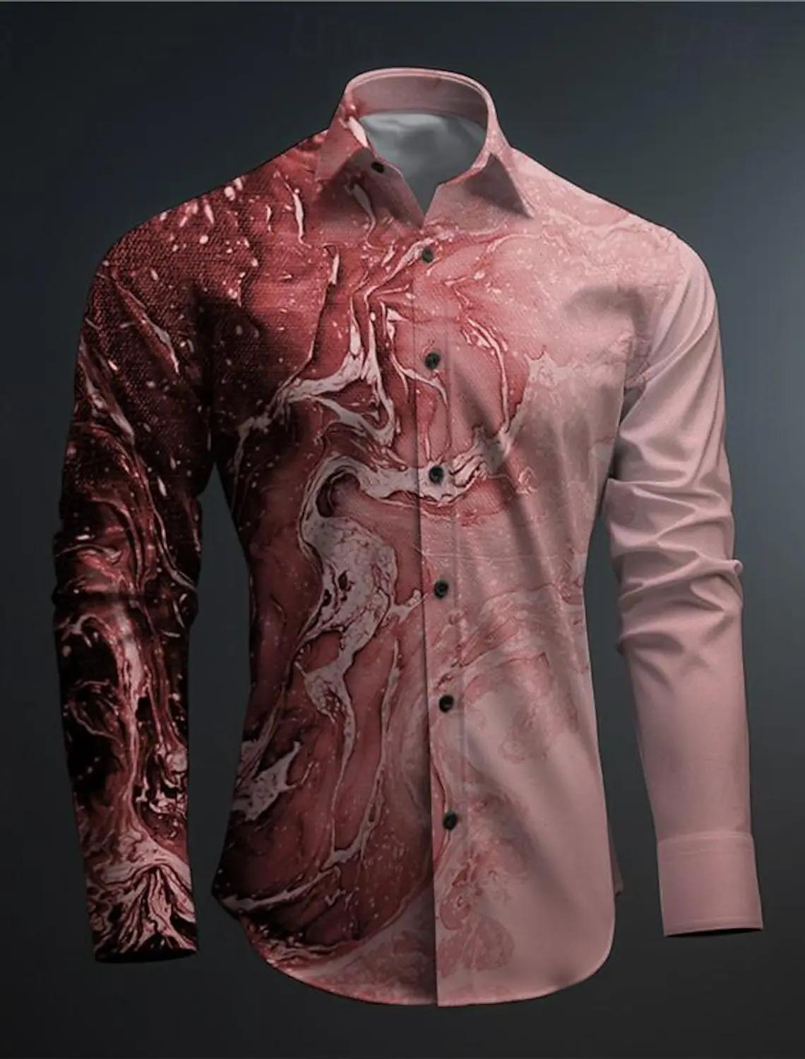 Chemise d'affaires décontractée pour hommes, imprimée en 3D, fête, vacances de rue, automne hiver, c
