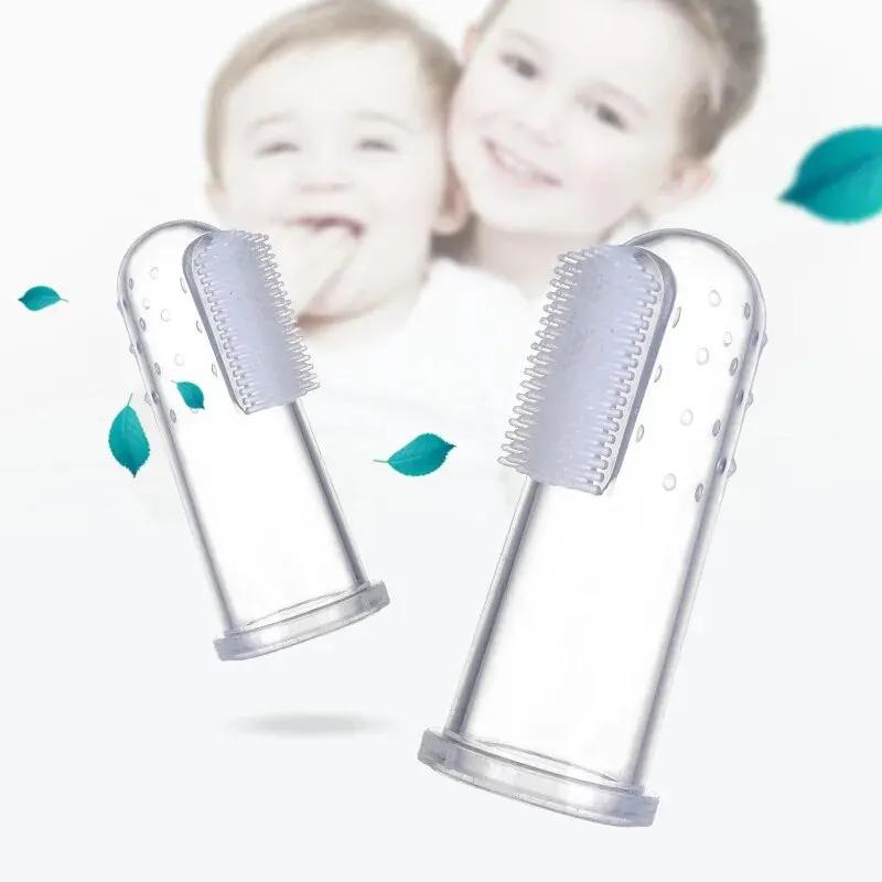 Couverture de doigt en silicone pour bébé, brosse à dents à feuilles caduques, brosse à dents d'entr