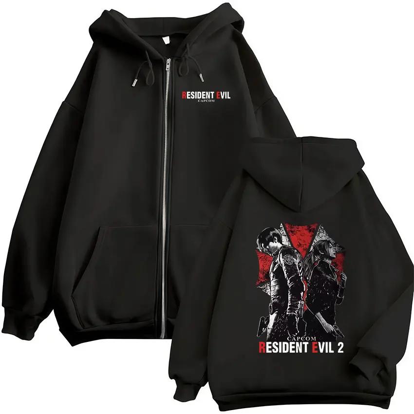 Sweat-shirt à capuche à fermeture éclair Resident Evil 4, pour fans du jeu CAPCOM, pull-over rétro à