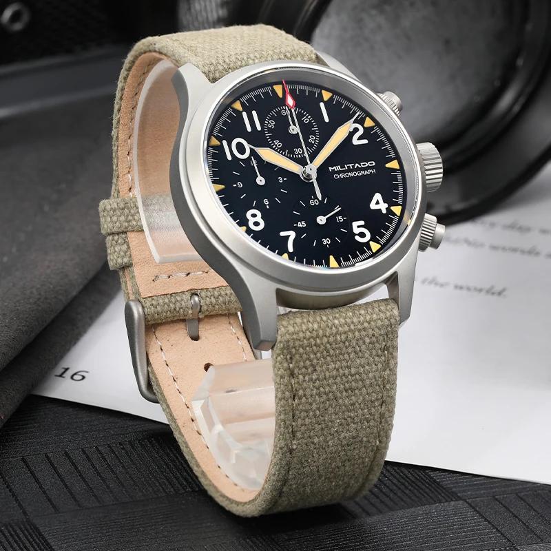 Militado ML1868KF rétro VK67 montre chronographe à Quartz boîtier en acier inoxydable 3 cadran étanc