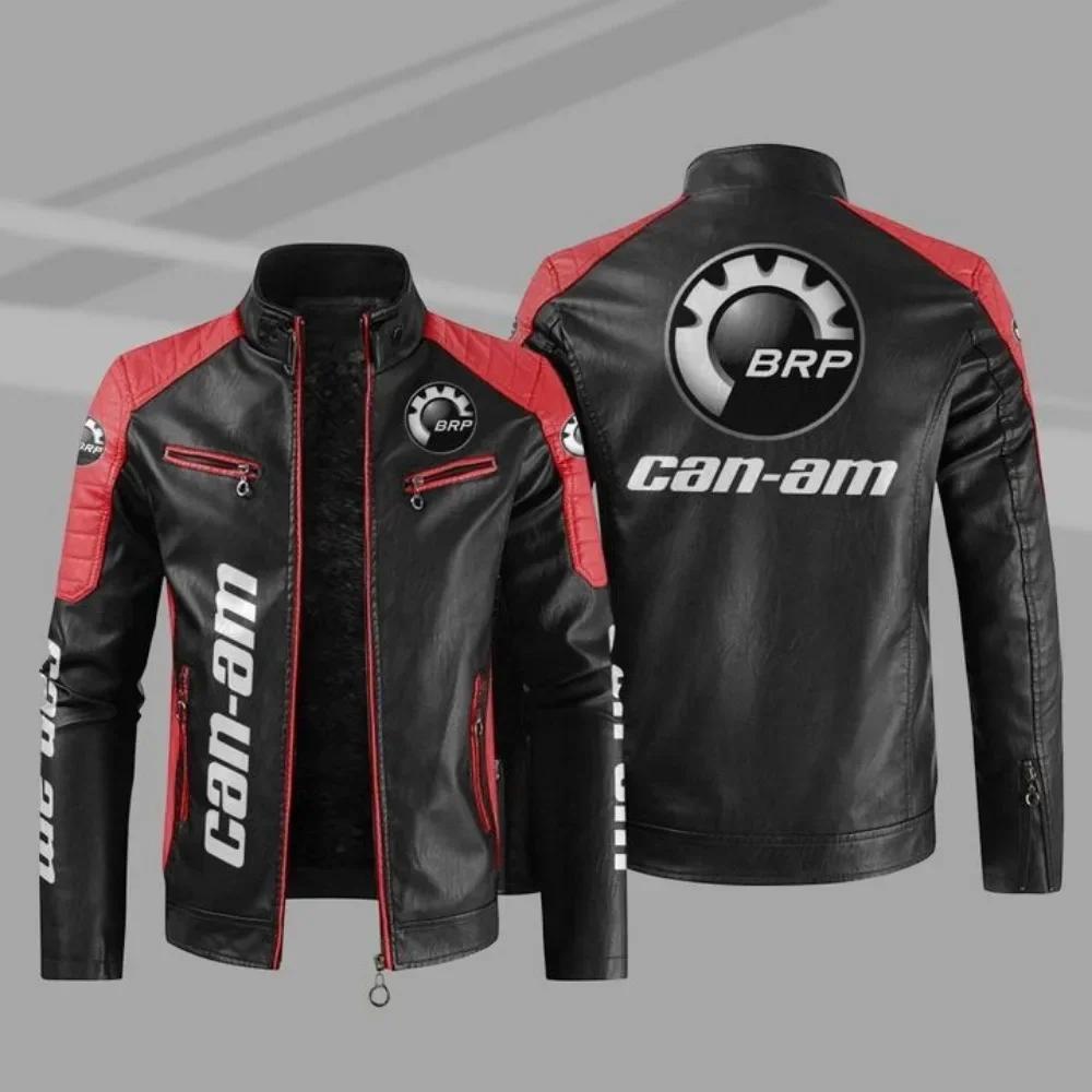 BRP Can-am Logo hommes moto veste en cuir PU QK089 hiver décontracté Vintage pardessus Biker Bomber