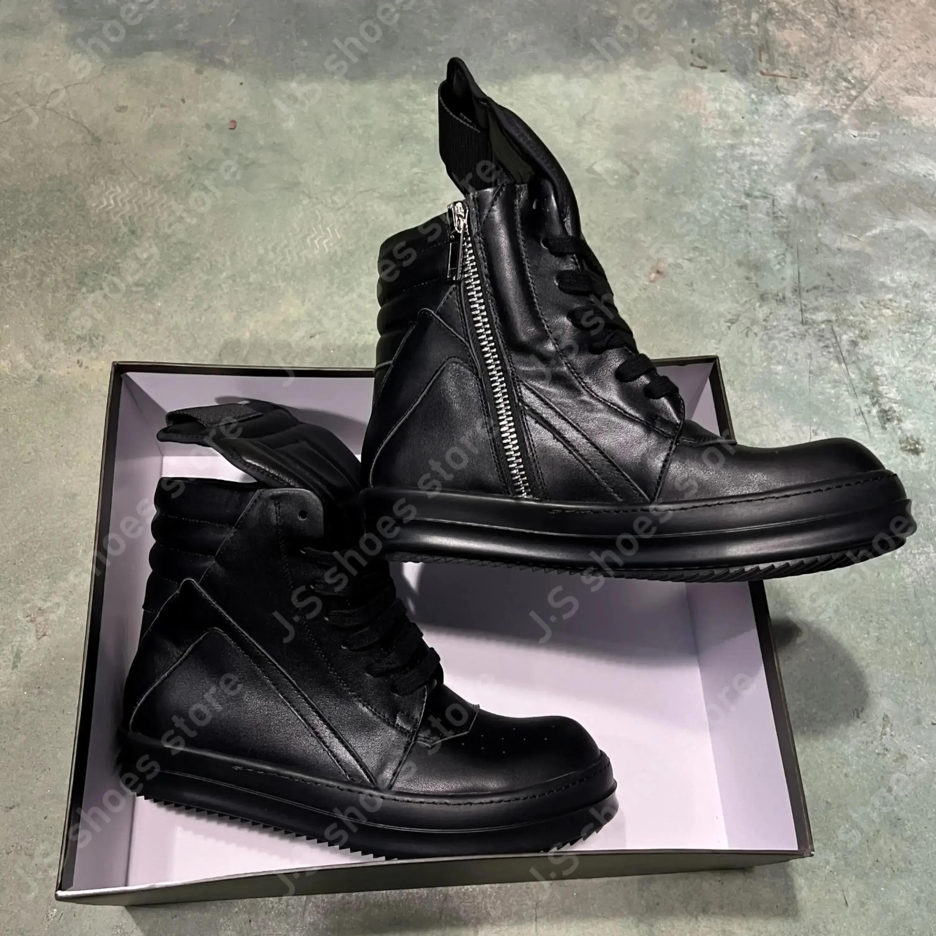 R-o baskets classiques en cuir noir chaussure haute botte noire en peau de vache hommes Sneaker ferm