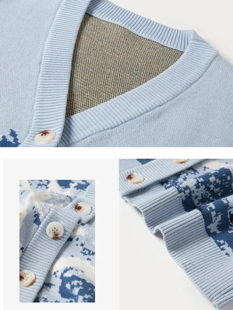 Cardigan d'hiver pour femmes, pull tricoté de styliste, manteau, nouvelle mode imprimée, col en v ép