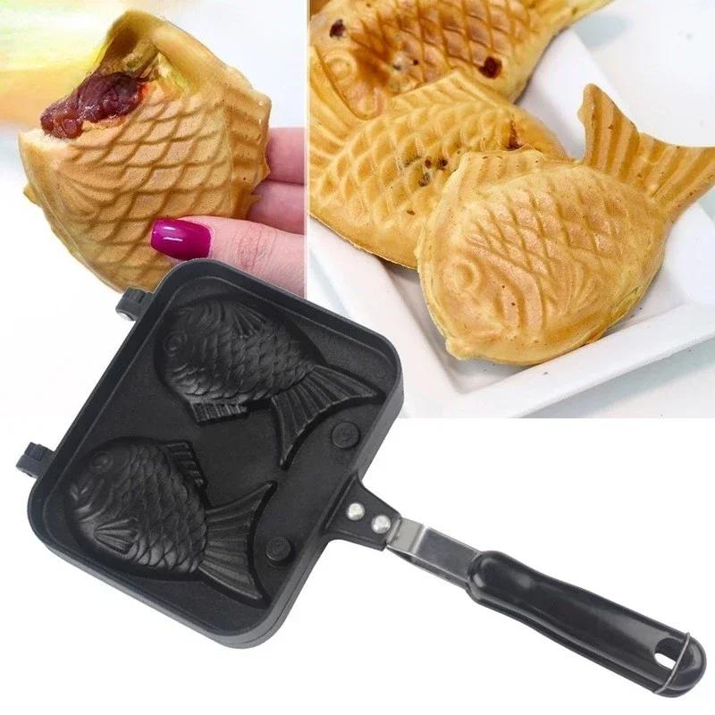 Cuisine japonaise Taiyaki Double poisson en forme de Dessert chaud gaufre gâteau fabricant casserole