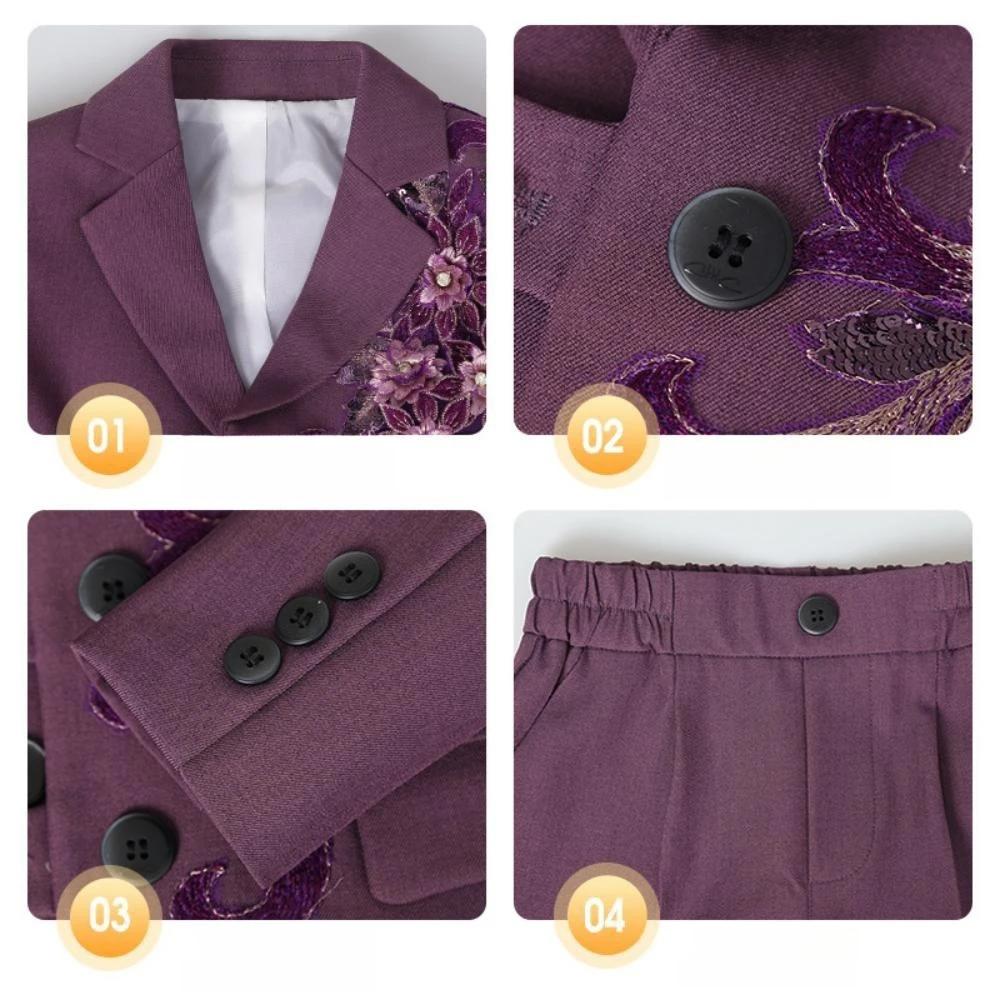 Txjojn – ensemble de costumes brodés pour garçons, 4 pièces, vêtements de Performance sur scène, cos