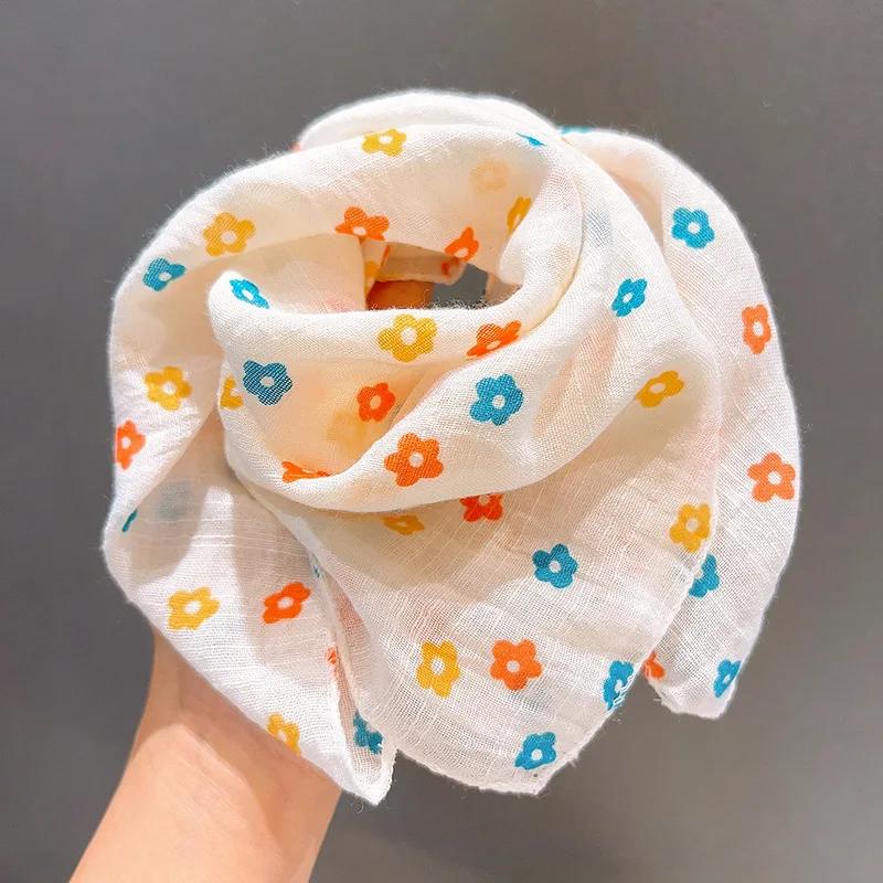 Écharpe imprimée de dessin animé pour bébés garçons et filles, châle carré doux, mignon, respirant,