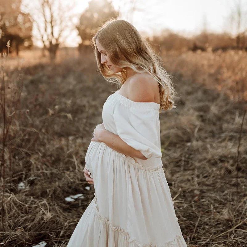 Robe de grossesse en coton pour séance Photo bohème, pour femmes enceintes, pour réception-cadeau po