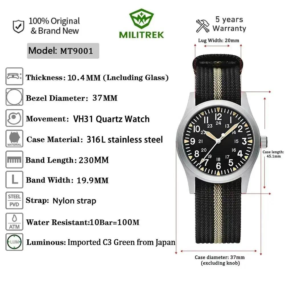  MILITREK 2026 Nouvelle montre militaire rétro pour homme VH31 à quartz 37mm en acier inoxydable sa