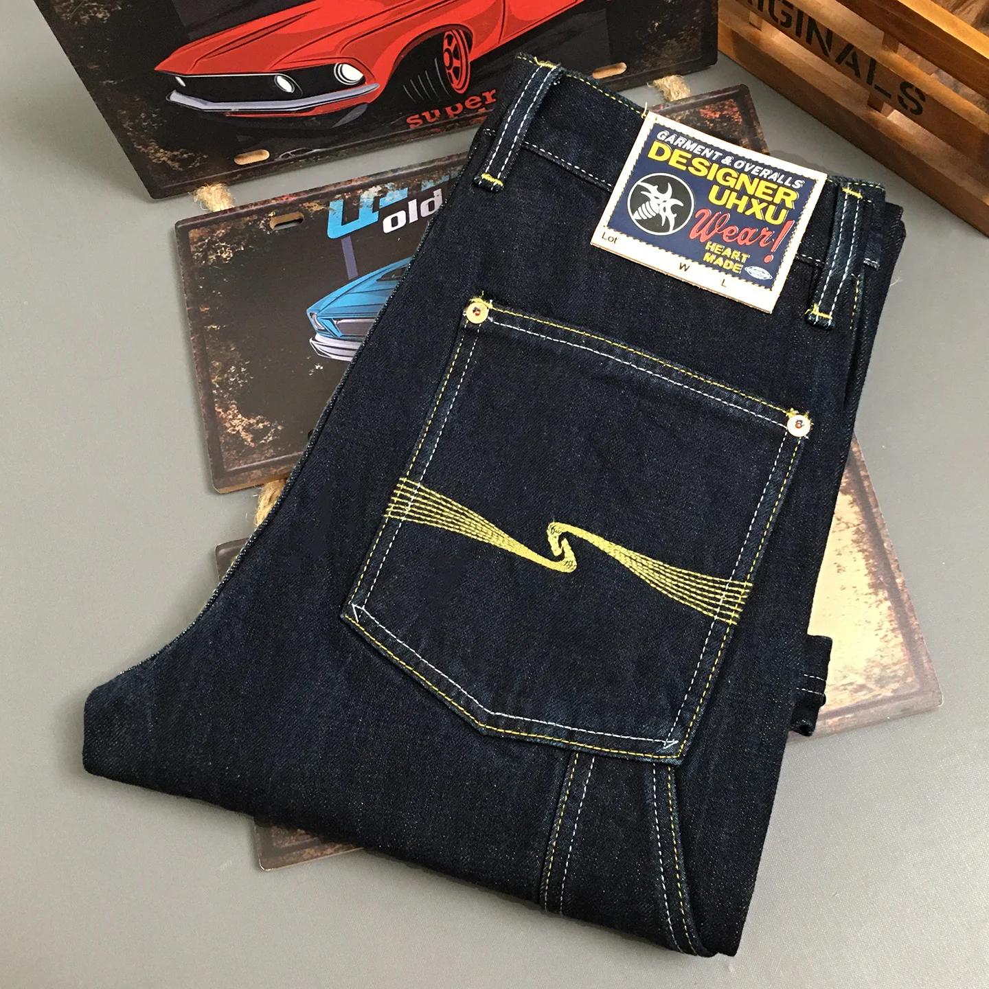 Jean en Denim brut lourd pour hommes, 2025 A/W, 100% coton, bleu, décontracté, droit, rigide, Non ex