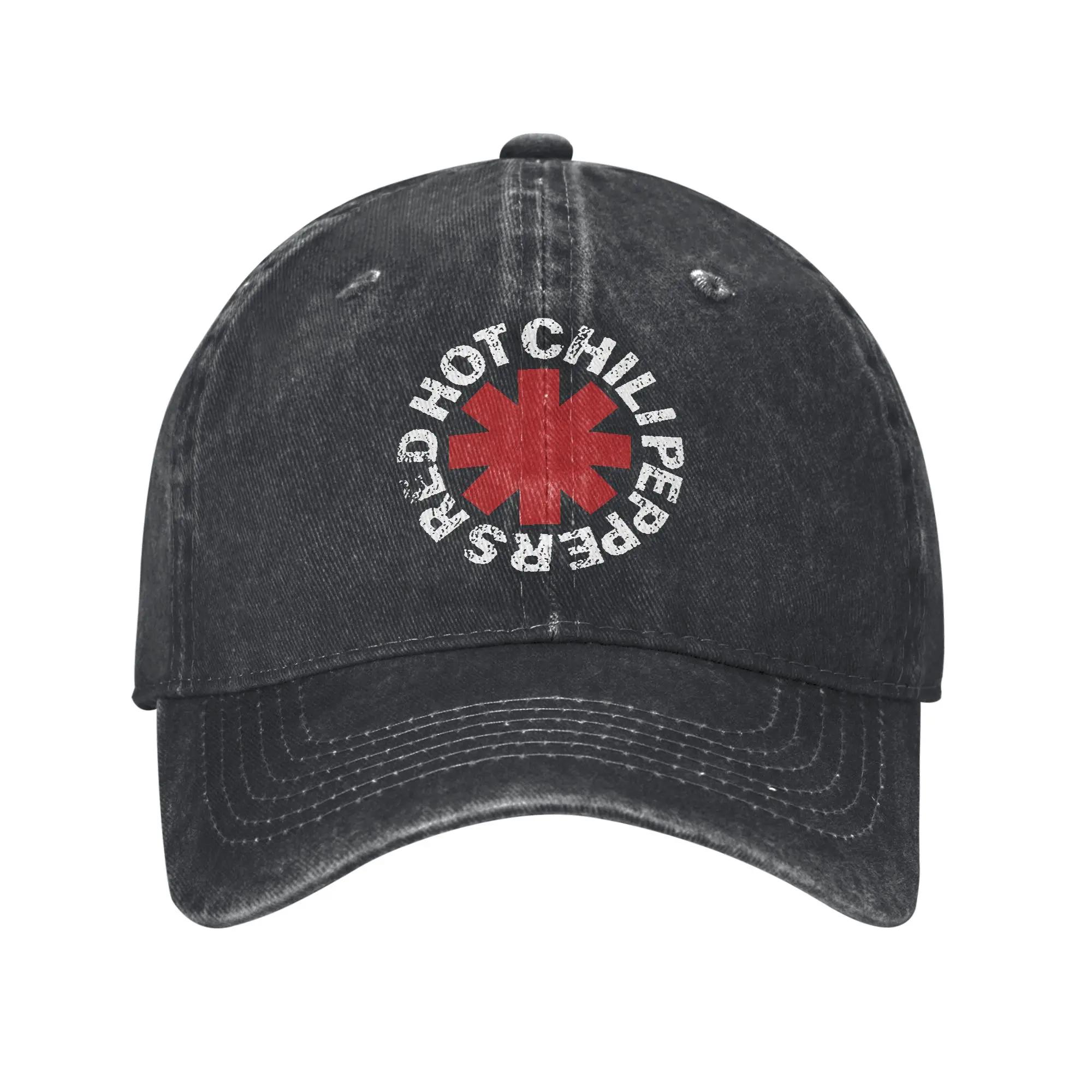 Casquette de baseball imprimée Red Hot Chili, casquette snapback en denim de coton délavé vintage, c