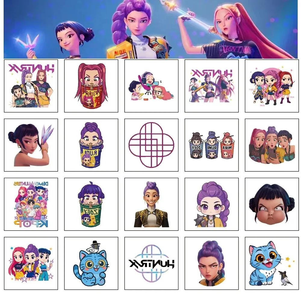 Lot de 20 autocollants de tatouage temporaire Kpop Demon Hunters Rumi Kang, motif démoniaque, pour c