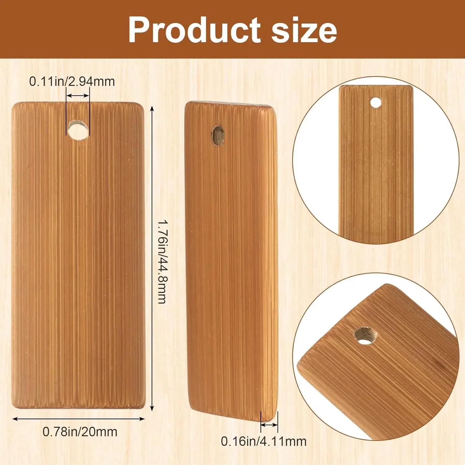 Étiquettes vierges en bois naturel 45x20mm, 50 pièces, étiquettes en bambou pour porte-clés, bagues,