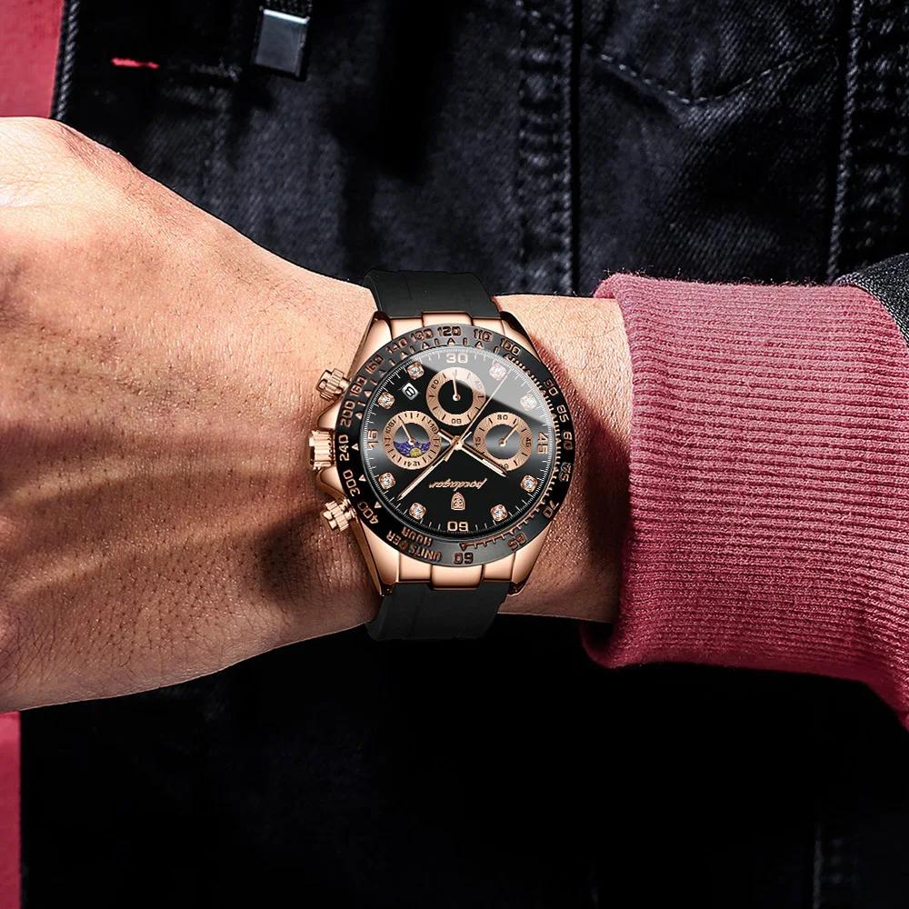 POEDAGAR mode luxe hommes montre-bracelet chronographe Date haute qualité Quartz homme montre étanch