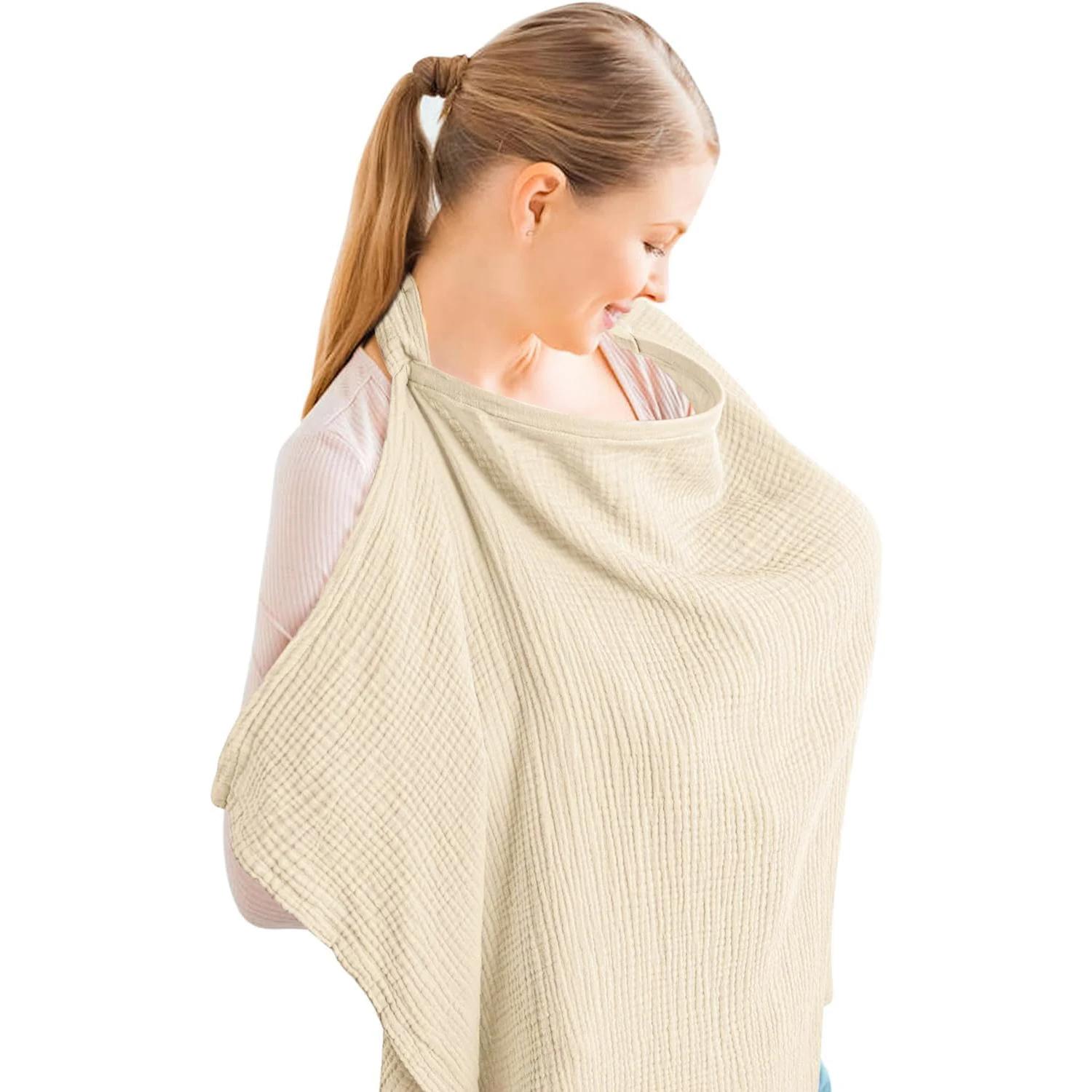 Couverture d'allaitement en mousseline pour bébé, couverture d'allaitement respirante avec décolleté