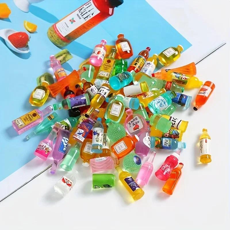 50 pièces de mini bouteille de boisson décoration de maison de poupée, bricolage étui de téléphone p