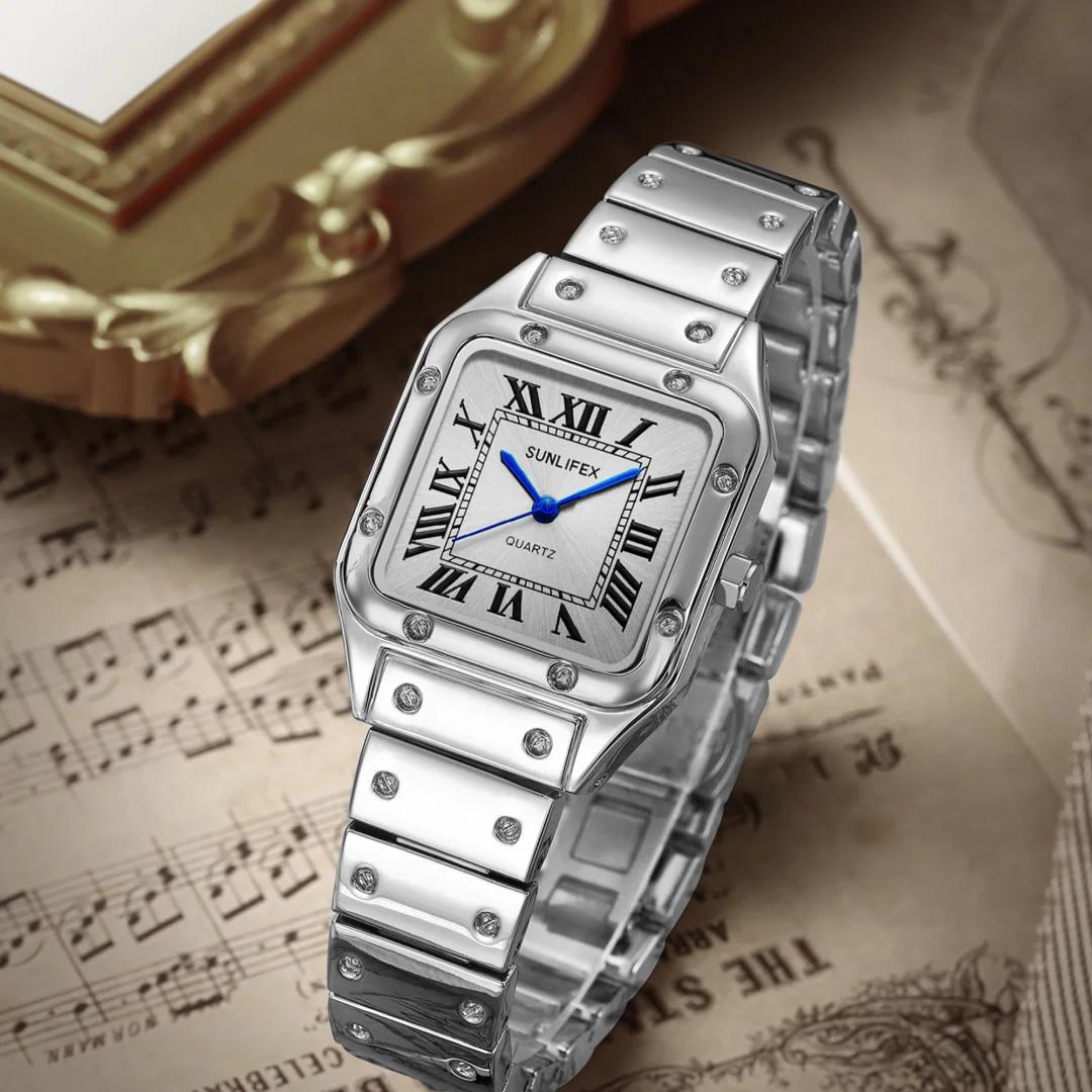 Carré femmes montres dames montre à Quartz femme montre-bracelet en acier inoxydable bracelet en bam