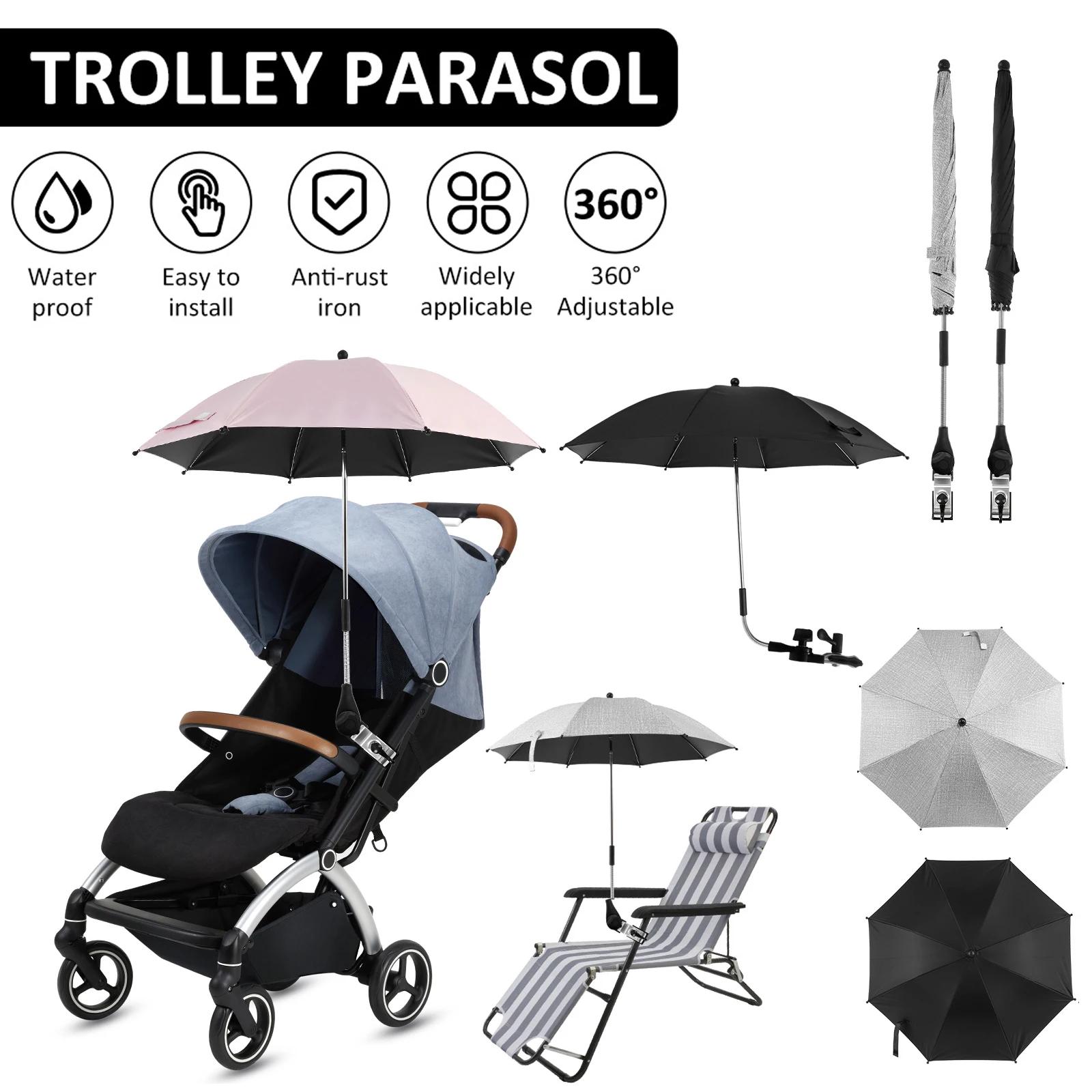Parapluie universel poussette bébé - Protection UV, soleil et pluie - Parasol réglable 360° étanche