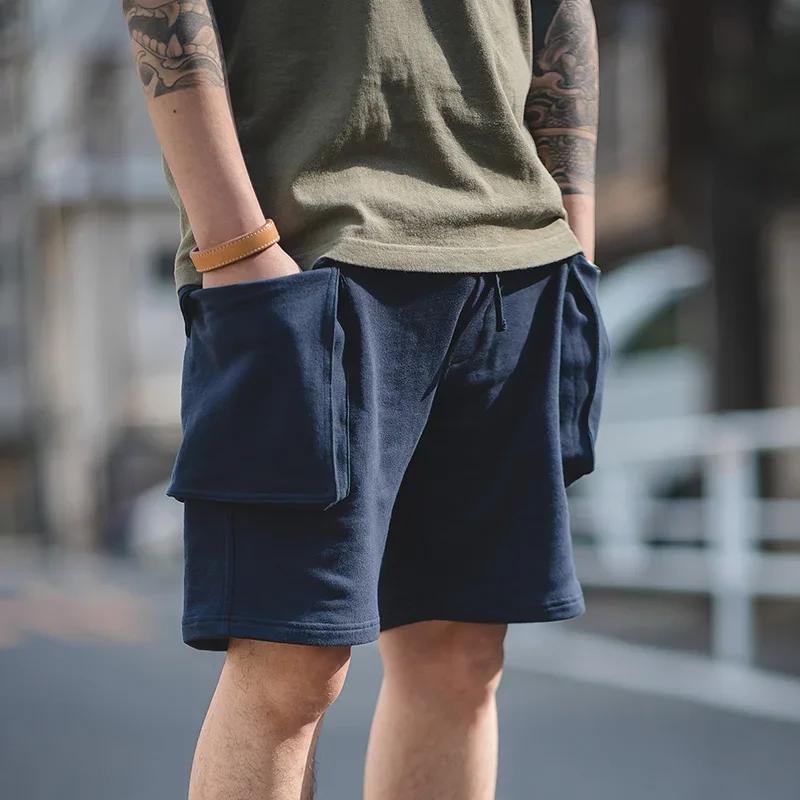Maden bleu marine P44 Cargo Joggers Shorts hommes ample coton grande poche travail tactique pantalon